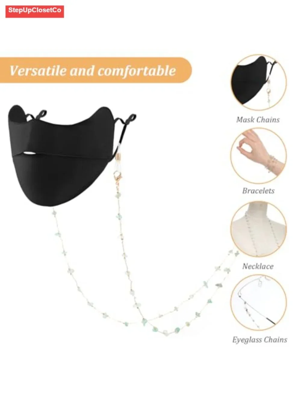 Beaded Eyeglass Chain Strap Holder for Women, Adjustable Glasses Lanyard with